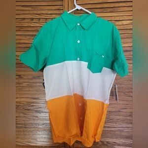 Tipsy Elves NWT Mens Irish Flag Button Down‎ Shirt Size Large
